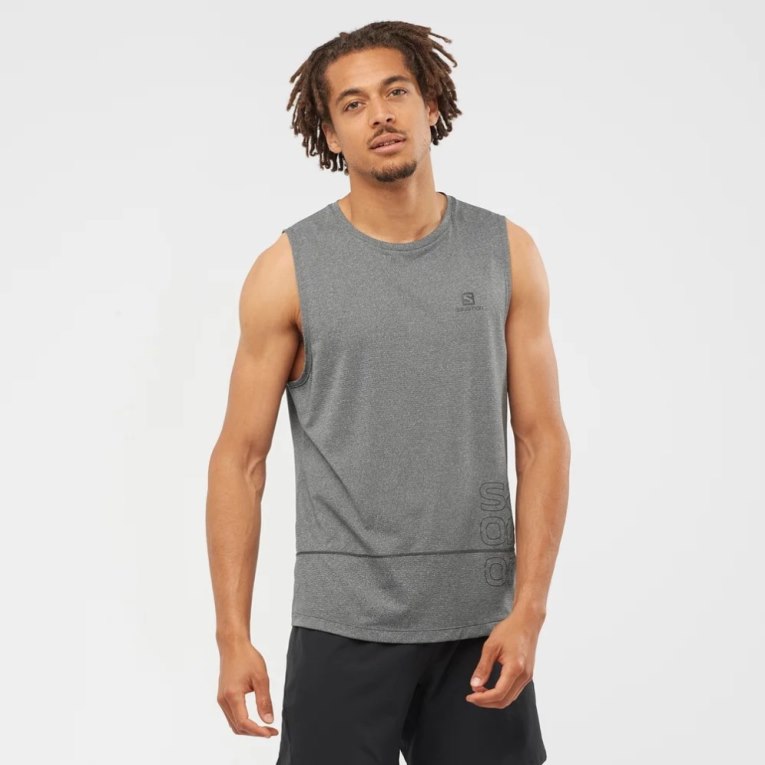 Tank Top Salomon Cross Run Estampados Hombre Grises Oscuro | MX XSPW106